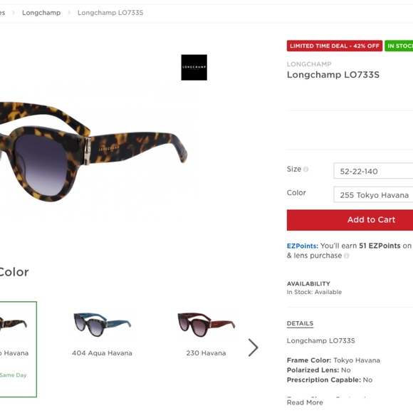 Longchamp Cateye Oversized Tortoise Sunglasses LO733S - Picture 7 of 8